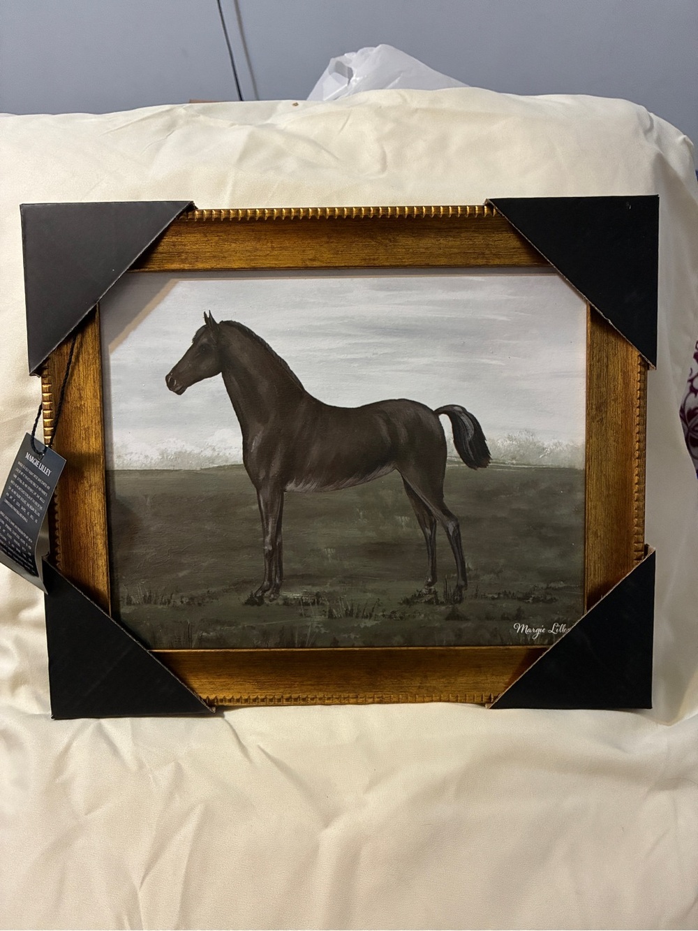 Framed Black Horse Canvas Art Print - Unbranded